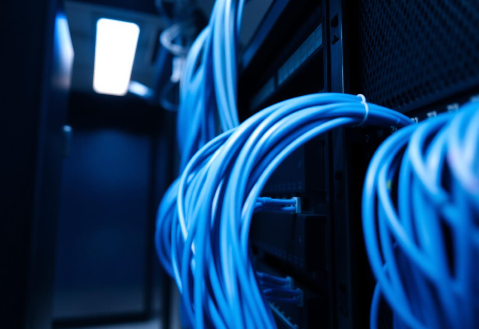 Structured network cabling in a server rack